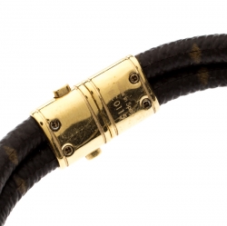 Pre Owned Louis Vuitton Keep It Twice Double Monogram Canvas Padlock Charm Bracelet 15 cm