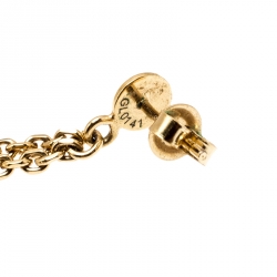 Pre Owned Louis Vuitton Gamble Crystal Gold Tone Long Dangle Earrings