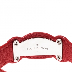 مملوكة مسبقًا سوار لوي فيتون هاندل إيت جلد إيبي أحمر فضي اللون