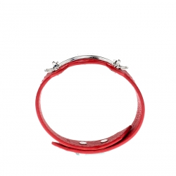 مملوكة مسبقًا سوار لوي فيتون هاندل إيت جلد إيبي أحمر فضي اللون