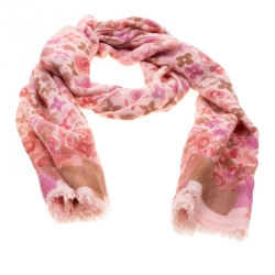 Louis Vuitton Pink Printed Cashmere and Silk Shawl
