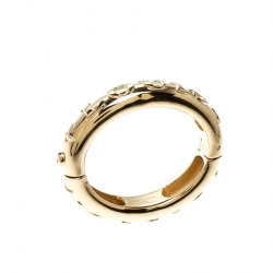 Pre Owned Louis Vuitton Bangle Family Debossed Signature Gold Tone Bracelet