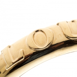 Pre Owned Louis Vuitton Bangle Family Debossed Signature Gold Tone Bracelet