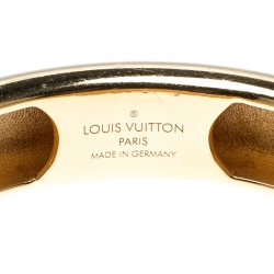 Pre Owned Louis Vuitton Bangle Family Debossed Signature Gold Tone Bracelet