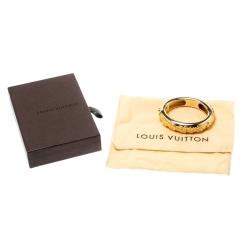 Pre Owned Louis Vuitton Bangle Family Debossed Signature Gold Tone Bracelet