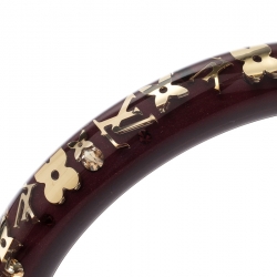Pre Owned Louis Vuitton Purple Clear Resin Gold Tone Monogram Inclusion Bangle Bracelet