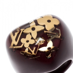 مملوكة مسبقًا Louis Vuitton Inclusion Burgundy Resin Heart Ring Size 57