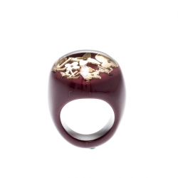 مملوكة مسبقًا Louis Vuitton Inclusion Burgundy Resin Heart Ring Size 57