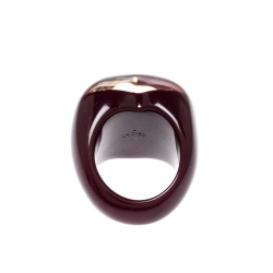 مملوكة مسبقًا Louis Vuitton Inclusion Burgundy Resin Heart Ring Size 57