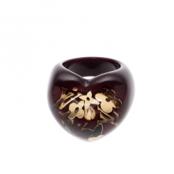 مملوكة مسبقًا Louis Vuitton Inclusion Burgundy Resin Heart Ring Size 57