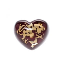 مملوكة مسبقًا Louis Vuitton Inclusion Burgundy Resin Heart Ring Size 57