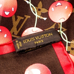 Pre Owned  وشاح لوي فيتون موراكامي حرير بنقوش كرز متعدد الألوان