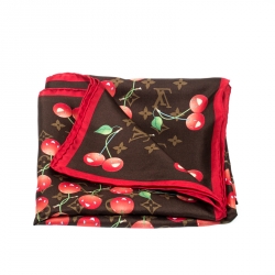 Pre Owned  وشاح لوي فيتون موراكامي حرير بنقوش كرز متعدد الألوان