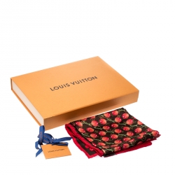 Pre Owned  وشاح لوي فيتون موراكامي حرير بنقوش كرز متعدد الألوان