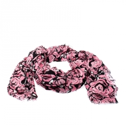 Louis Vuitton Pink Floral Print Silk Blend Rock N’ Roses Scarf Louis Vuitton | TLC