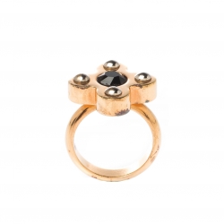 Pre Owned Louis Vuitton Love Letters Crystal Gold & Silver Tone Set of 2 Rings