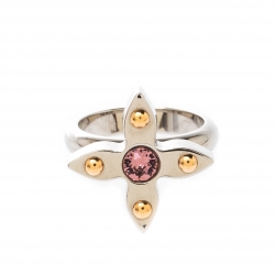 Pre Owned Louis Vuitton Love Letters Crystal Gold & Silver Tone Set of 2 Rings