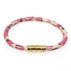 مملوكة مسبقًا Louis Vuitton Keep It Blanc Corail Leopard Bracelet 18 CM
