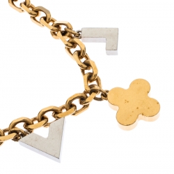 مملوكة مسبقًا سوار لوي فيتون مرصع كريستال بدلاية ذهبية