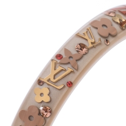 Pre Owned Louis Vuitton Blush Clear Resin Gold Tone Monogram Inclusion Bangle Bracelet