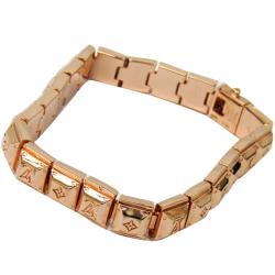 Louis Vuitton Pink Goldtone Metal Nanogram Tennis Bracelet Size M - Yoogi's  Closet