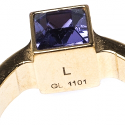 Pre Owned Louis Vuitton Gamble Crystal Gold Tone Ring 53