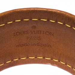 Pre Owned Louis Vuitton Save It Brown Monogram Canvas Gold Tone Wide Cuff Bracelet 