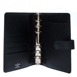 Louis Vuitton Black Epi Leather Medium Ring Agenda Cover 