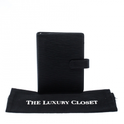 Louis Vuitton Black Epi Leather Medium Ring Agenda Cover 