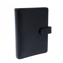 Louis Vuitton Black Epi Leather Medium Ring Agenda Cover 