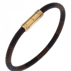 Pre Owned Louis Vuitton Keep It Damier Canvas Gold Tone Bracelet 18 cm