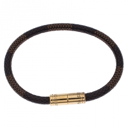 Pre Owned Louis Vuitton Keep It Damier Canvas Gold Tone Bracelet 18 cm