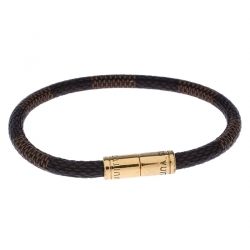 Pre Owned Louis Vuitton Keep It Damier Canvas Gold Tone Bracelet 18 cm