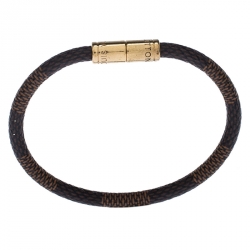 Pre Owned Louis Vuitton Keep It Damier Canvas Gold Tone Bracelet 18 cm