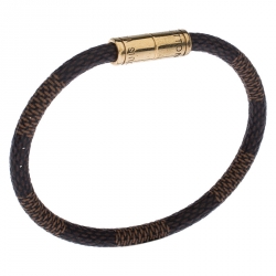 Pre Owned Louis Vuitton Keep It Damier Canvas Gold Tone Bracelet 18 cm