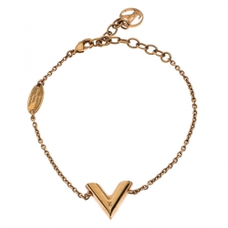 Pre Owned Louis Vuitton Essential V Gold Tone Bracelet