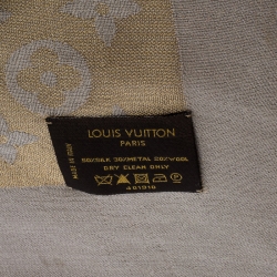 مملوكة مسبقًا وشاح لوي فيتون مونوغرامي لامع صوف وحرير بيج