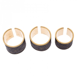 Pre Owned Louis Vuitton Gold Tone Nanogram Canvas Set of Three Rings