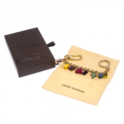 Pre Owned Louis Vuitton Multicolor Resin Playtime Letters Gold Tone Key Ring / Bag Charm 