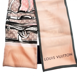 Louis Vuitton Pink Trunks Print Silk Bandeau Scarf Louis Vuitton | TLC
