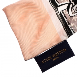 مملوكة مسبقًا وشاح بندانة لوي فيتون حرير مطبوع ترانكز وردي