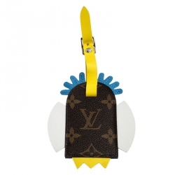 Pre Owned Louis Vuitton Multicolor Leather Monogram Canvas Tribal Mask Luggage Tag 