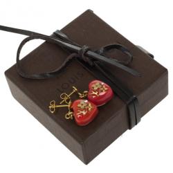 Pre Owned Louis Vuitton Inclusion Red Earrings