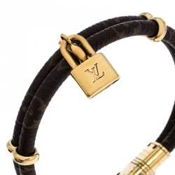 Pre Owned Louis Vuitton Keep It Twice Double Monogram Canvas Padlock Charm Bracelet 17 cm