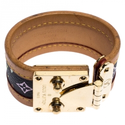 مملوكة مسبقًا سوار لوي فيتون موراكامي كوالا جلد مونوغرامي سوداء S