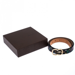 Louis Vuitton Black Monogram Multicolore Canvas Buckle Belt 90CM