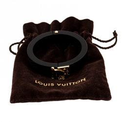 Pre Owned Louis Vuitton Lock Me Black Resin Gold Tone Hinged Bracelet