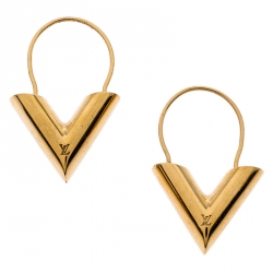 Pre Owned Louis Vuitton Essential V Gold Tone Hoop Earring