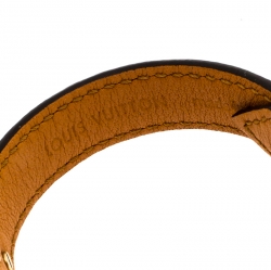 Pre Owned Louis Vuitton Essential V Brown Monogram Canvas Gold Tone Bracelet 17