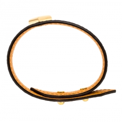 Pre Owned Louis Vuitton Essential V Brown Monogram Canvas Gold Tone Bracelet 17